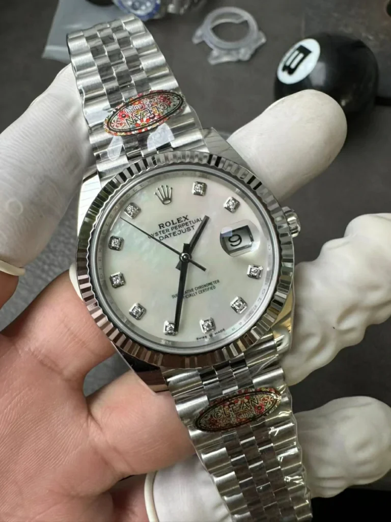 Clean Factory Rolex Datejust 126334 41mm 3235 Mother of Pearl Dial with Diamonds Markers Jubilee bracelet