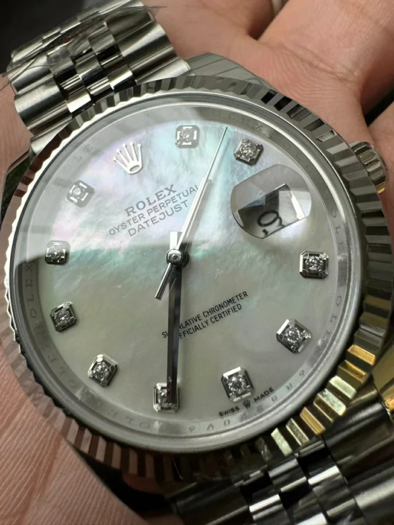 Clean Factory Rolex Datejust 126334 41mm 3235 Mother of Pearl Dial with Diamonds Markers Jubilee bracelet