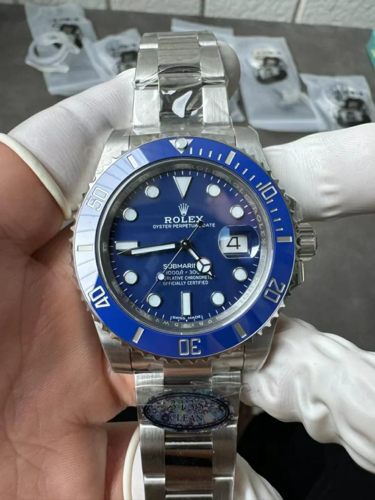 Clean Factory Rolex Submariner 116619LB 41mm DD3135 Blue Dial with Dot Markers (Super Blue Superlume Applied)