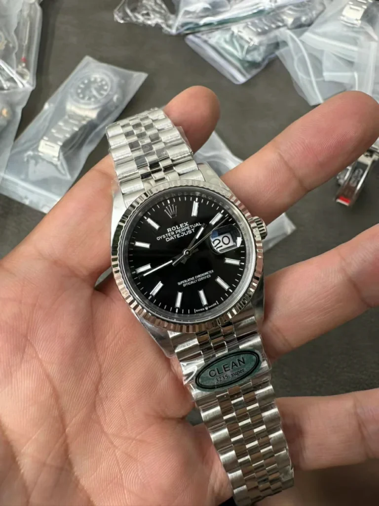 Clean Factory Rolex Datejust 126234 36mm SH3235 Black Dial with Stick Markers Jubilee bracelet