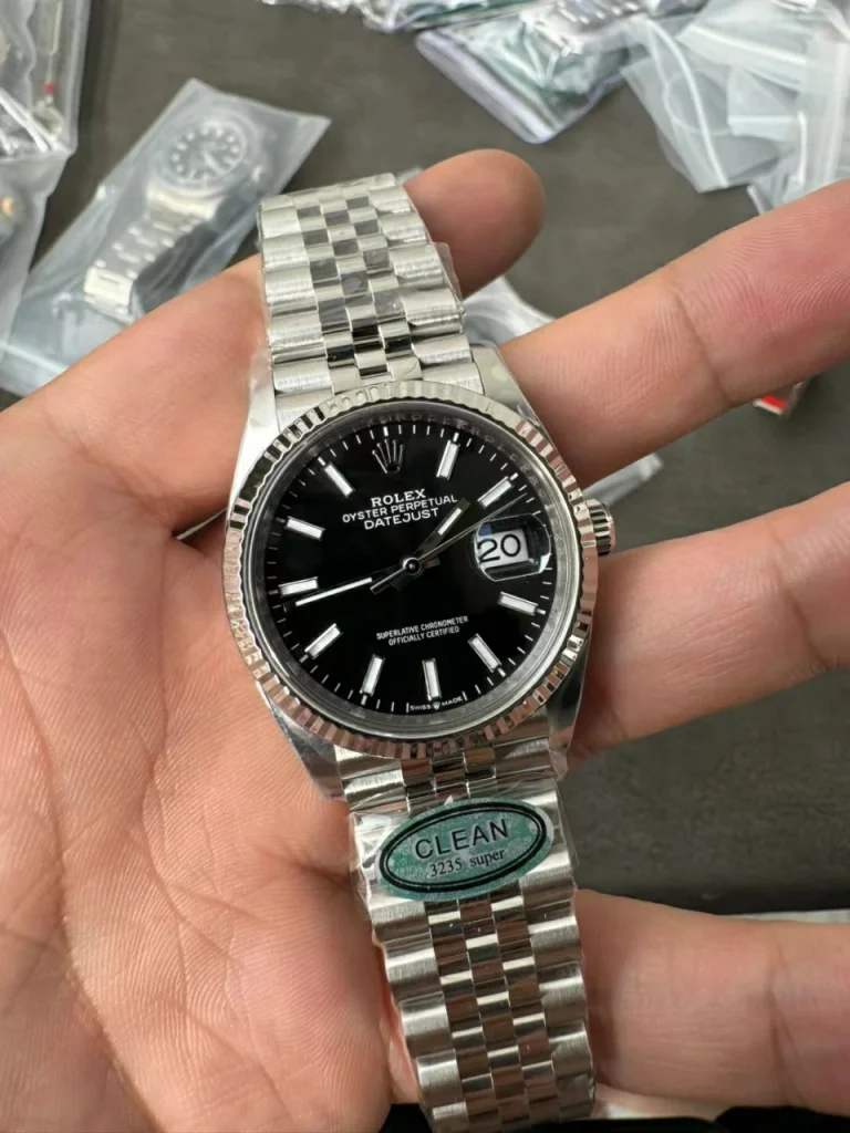 Clean Factory Rolex Datejust 126234 36mm SH3235 Black Dial with Stick Markers Jubilee bracelet