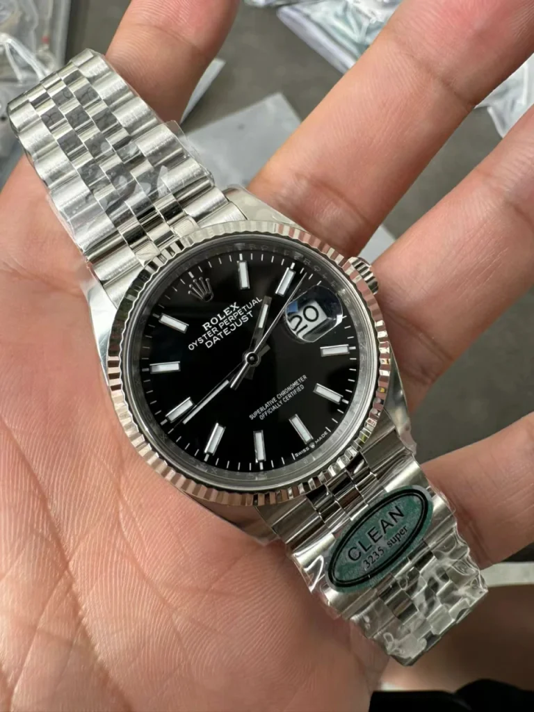 Clean Factory Rolex Datejust 126234 36mm SH3235 Black Dial with Stick Markers Jubilee bracelet