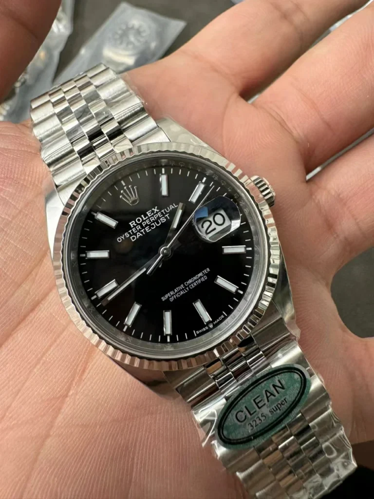 Clean Factory Rolex Datejust 126234 36mm SH3235 Black Dial with Stick Markers Jubilee bracelet