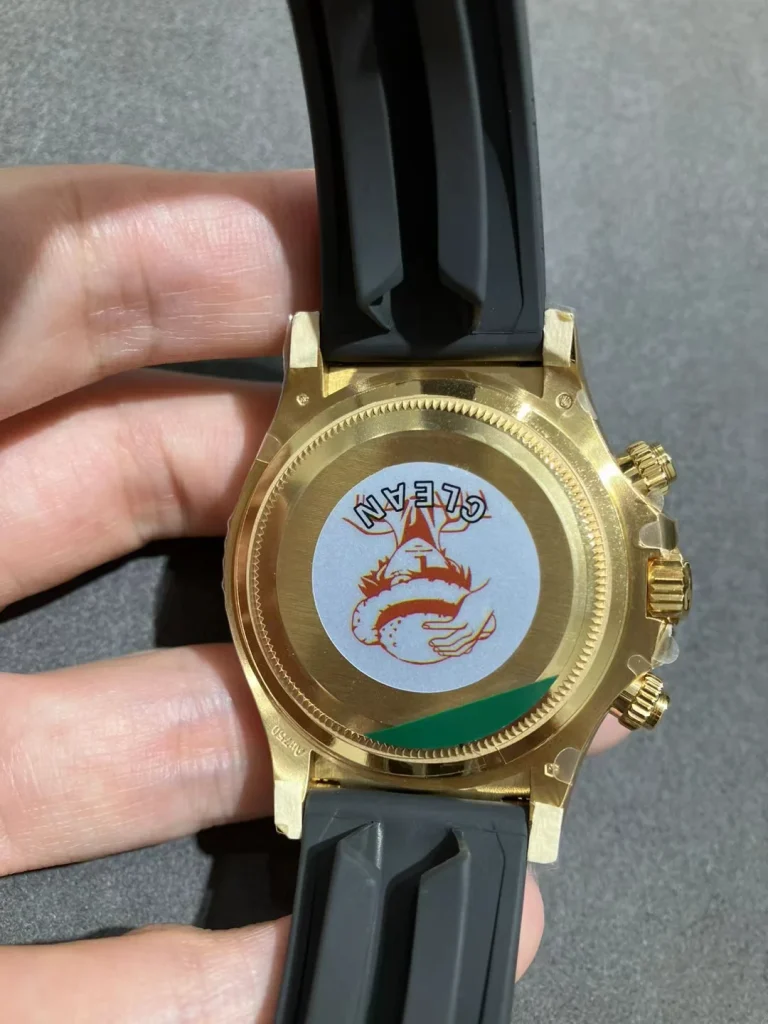 Clean Factory Rolex Daytona 126518 40mm SH4131 Yellow Gold Dial with Black Subdials, Super Lume Hands Set Oysterflex strap