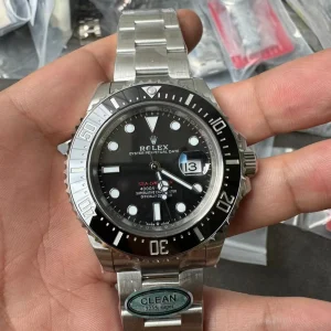 Clean Factory Rolex Sea-Dweller 126600 43mm SH3235 Black Dial with Round markers and “Single Red” Graphic on