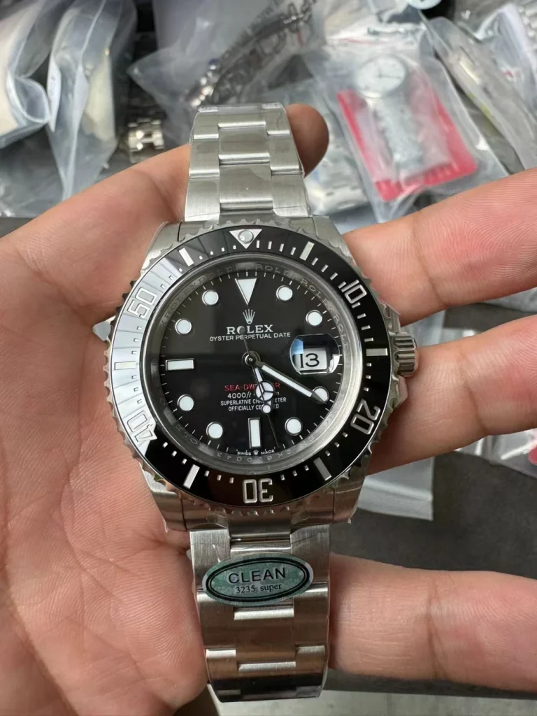 Clean Factory Rolex Sea-Dweller 126600 43mm SH3235 Black Dial with Round markers and “Single Red” Graphic on