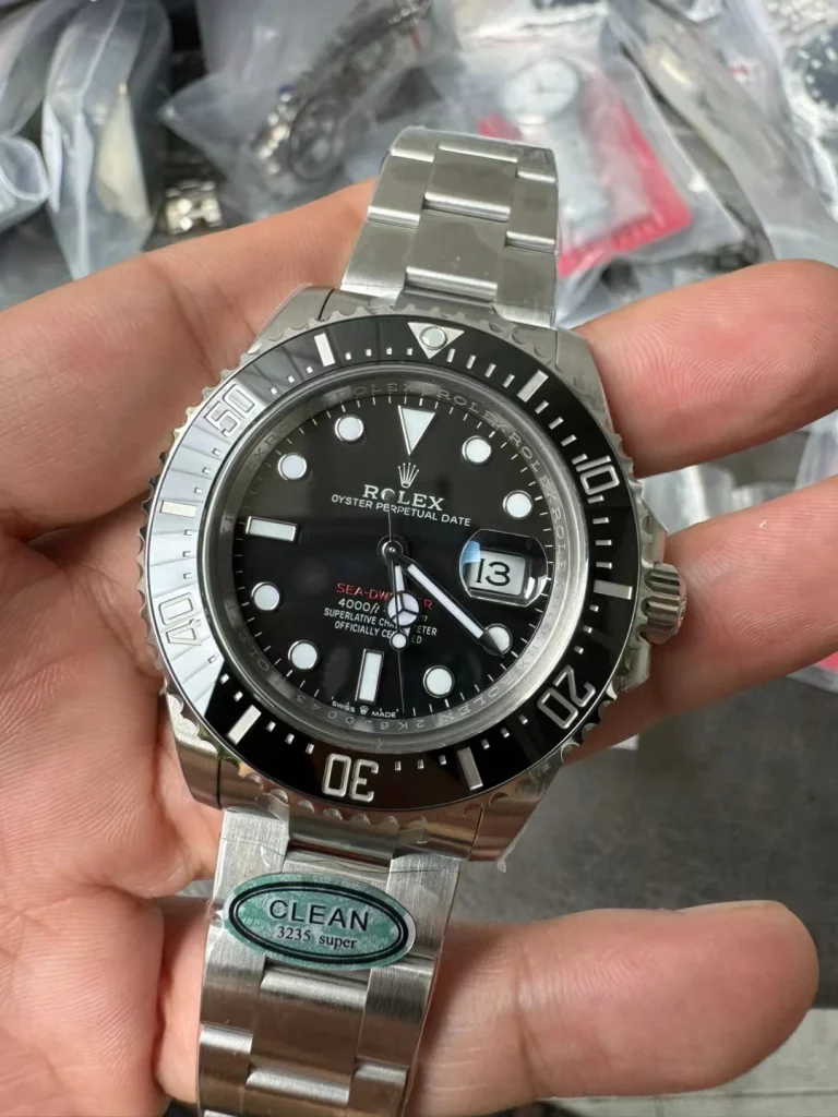 Clean Factory Rolex Sea-Dweller 126600 43mm SH3235 Black Dial with Round markers and “Single Red” Graphic on