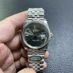 Clean Factory Rolex Datejust 126234 36mm SH3235 Gray Dial with Roman Markers (Superlume Applied) Jubilee bracelet