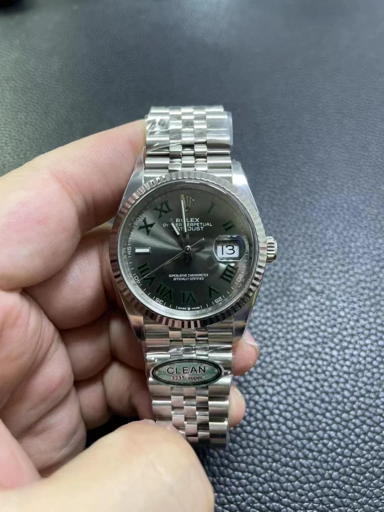 Clean Factory Rolex Datejust 126234 36mm SH3235 Gray Dial with Roman Markers (Superlume Applied) Jubilee bracelet