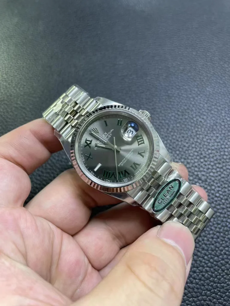 Clean Factory Rolex Datejust 126234 36mm SH3235 Gray Dial with Roman Markers (Superlume Applied) Jubilee bracelet