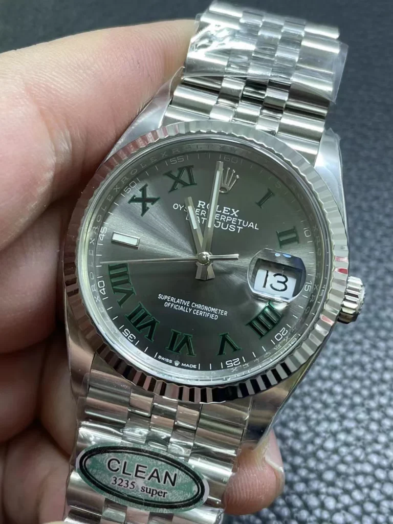 Clean Factory Rolex Datejust 126234 36mm SH3235 Gray Dial with Roman Markers (Superlume Applied) Jubilee bracelet