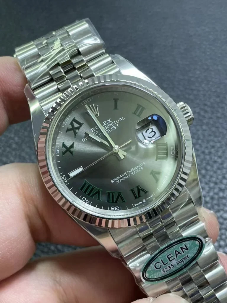 Clean Factory Rolex Datejust 126234 36mm SH3235 Gray Dial with Roman Markers (Superlume Applied) Jubilee bracelet