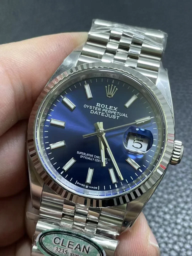 Clean Factory Rolex Datejust 126234 36mm SH3235 Blue Dial with Stick Markers Jubilee bracelet