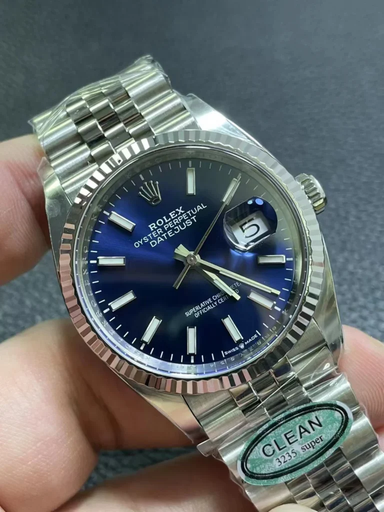 Clean Factory Rolex Datejust 126234 36mm SH3235 Blue Dial with Stick Markers Jubilee bracelet